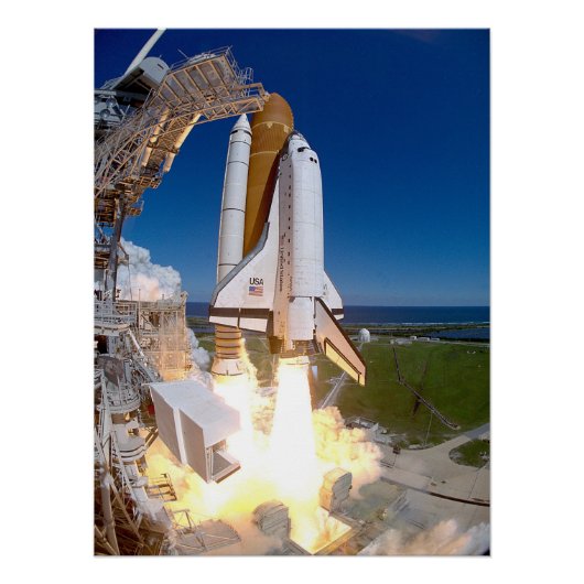 Achtergrond van spaceshuttle perfect poster (Voorkant)
