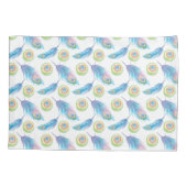 Achtergrond van speciale naam Blue Peacock Feather Kussensloop (Achterkant)