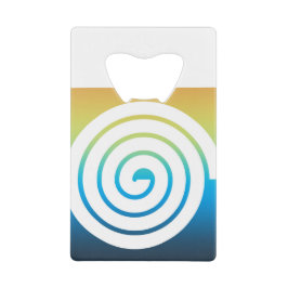 Achtergrond van spiraalvormige kleur creditkaart flessenopener