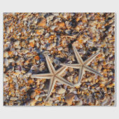 Achtergrond van Starfish Seashells ontkoppelen Cadeaupapier (Vlak)
