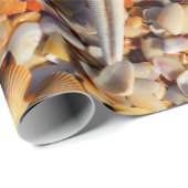 Achtergrond van Starfish Seashells ontkoppelen Cadeaupapier (Rol Hoek)