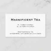 Achtergrond van theepot- en theebladeren visitekaartje (Achterkant)