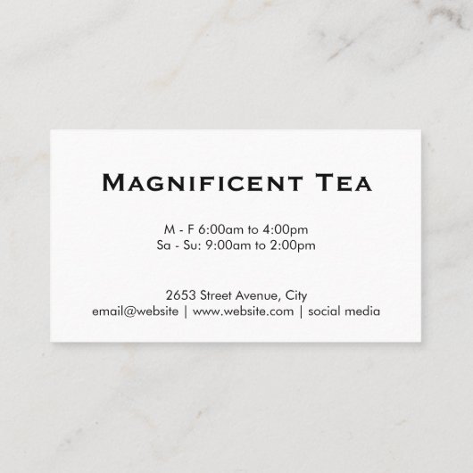 Achtergrond van theepot- en theebladeren visitekaartje (Achterkant)