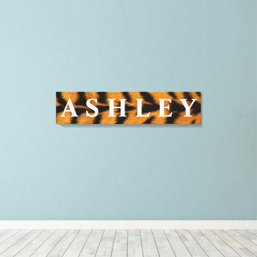 Achtergrond van tijger, voornaam/familienaam/achte canvas afdruk (Insitu (Houten vloer))