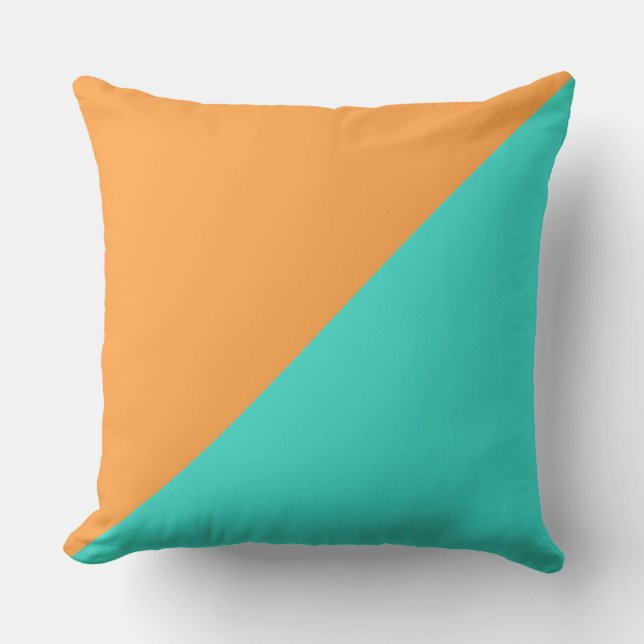 Achtergrond van turquoise en Neon Carrot Solid Col Kussen (Voorkant)