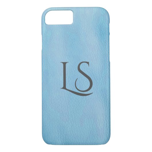 achtergrond van turquoise leder met monogram Case-Mate iPhone case (Achterkant)