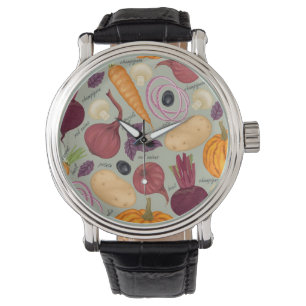 Achtergrond van verse groenten horloge