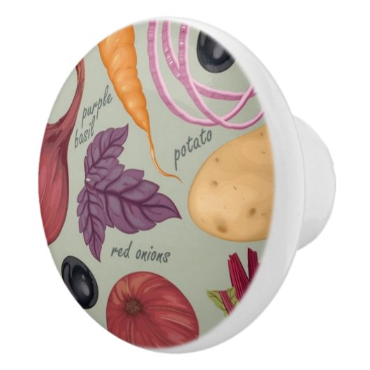 Achtergrond van verse groenten keramische knop (Rechts)