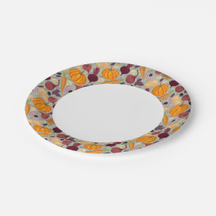 Achtergrond van verse groenten papieren bordje