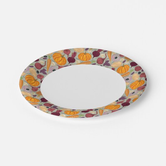 Achtergrond van verse groenten papieren bordje (Gekanteld)