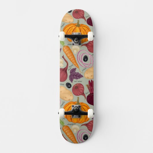Achtergrond van verse groenten persoonlijk skateboard (Voorkant)