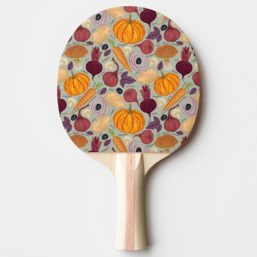 Achtergrond van verse groenten tafeltennisbatje (Voorkant)