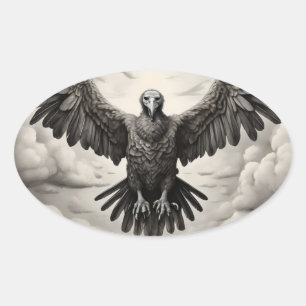 achtergrond van vliegende gierwolk ovale sticker