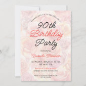 Achtergrond van watercolor perzikrozen 90ste verja kaart (Voorkant)