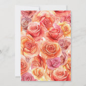 Achtergrond van watercolor perzikrozen 90ste verja kaart (Achterkant)