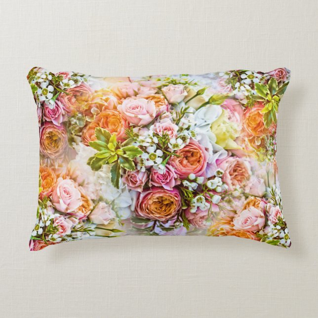 Achtergrond van zomerbloem, bloesems accent kussen (Voorkant)