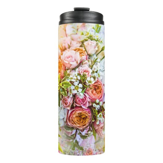 Achtergrond van zomerbloem, bloesems thermosbeker (Voorkant)