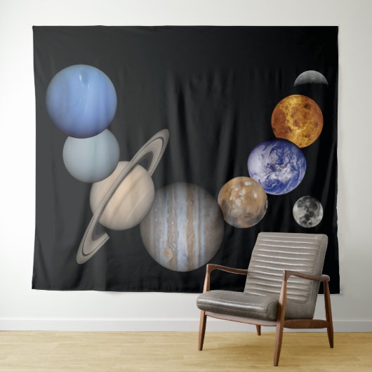 Achtergrond van zonnesysteemplaneten wandkleed (In Situ (horizontaal))