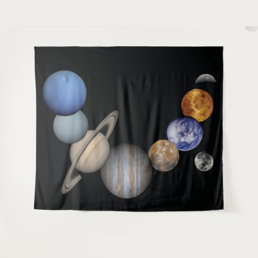 Achtergrond van zonnesysteemplaneten wandkleed (Voorkant (horizontaal))