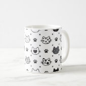 Achtergrond van zwarte en witte katten op een koffiemok (Voorkant rechts)