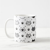 Achtergrond van zwarte en witte katten op een koffiemok (Links)