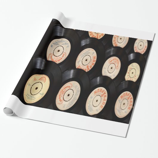 Achtergrond vinylrecords cadeaupapier (Uitgerold)