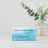 Achtergrond visitekaartje blauwgroen waterverf (Staand voorkant)