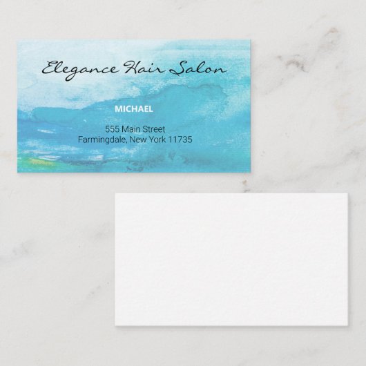 Achtergrond visitekaartje blauwgroen waterverf (Voorkant / Achterkant)