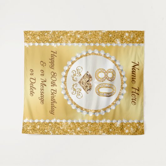 Achtergrond voor 80ste Verjaardag, 80ste Verjaarda Wandkleed (Voorkant (horizontaal))