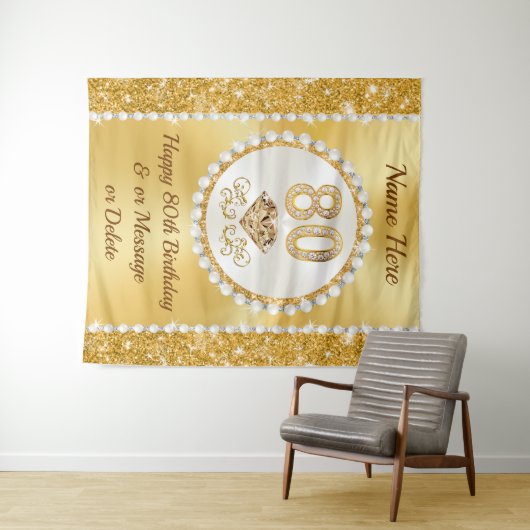 Achtergrond voor 80ste Verjaardag, 80ste Verjaarda Wandkleed (In Situ (horizontaal))