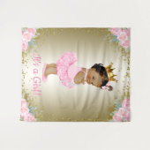 Achtergrond voor Afro-Amerikaans prinses babyshowe Wandkleed (Voorkant (horizontaal))
