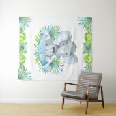 Achtergrond voor babyborrel met olifant jongetje wandkleed (In Situ (horizontaal))