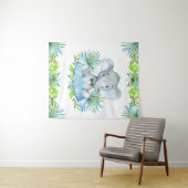 Achtergrond voor babyborrel met olifant jongetje wandkleed (In Situ (horizontaal))