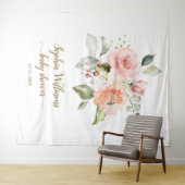 Achtergrond voor babyfeest - Roze rozen Wandkleed (In Situ (horizontaal))