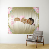 Achtergrond voor babyshower met etnisch meisje wandkleed (In Situ (horizontaal))