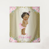 Achtergrond voor babyshower met etnisch meisje wandkleed (Voorkant)