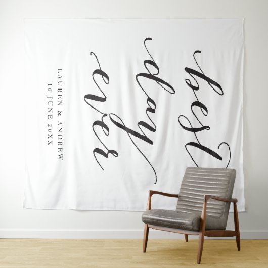 Achtergrond voor beste huwelijksfeestdag wandkleed (In Situ (horizontaal))