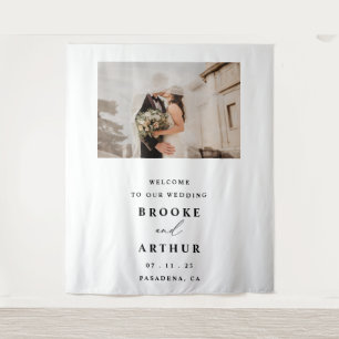 Achtergrond voor bruiloft met foto wandkleed