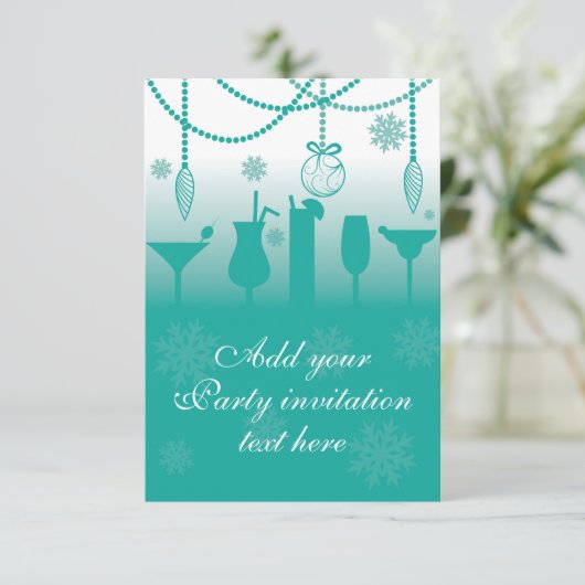 Achtergrond voor cocktail Christmas Party Invitati Kaart (Staand voorkant)