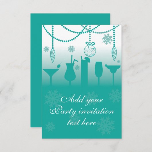 Achtergrond voor cocktail Christmas Party Invitati Kaart (Voorkant / Achterkant)