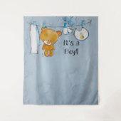 Achtergrond voor Cute Teddy Bear Baby Shower Wandkleed (Voorkant)