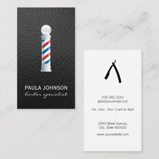 Achtergrond voor de benoeming van Barber Pole Visitekaartje (Voorkant / Achterkant)