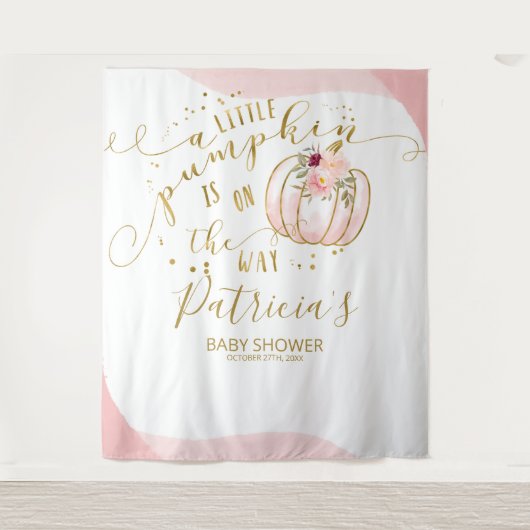 Achtergrond voor een baby shower met een klein pom wandkleed (Voorkant)