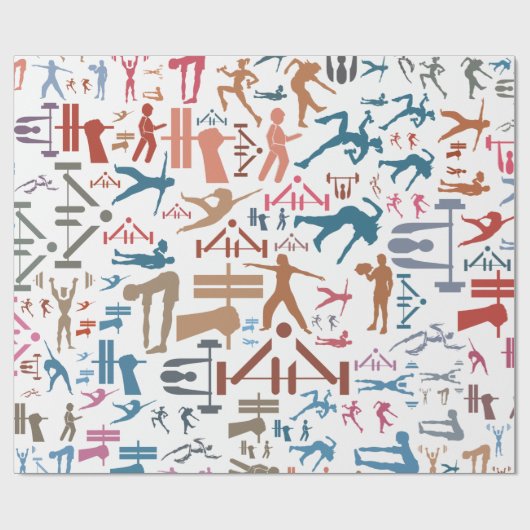 Achtergrond voor fitnesssymbolen cadeaupapier (Vlak)