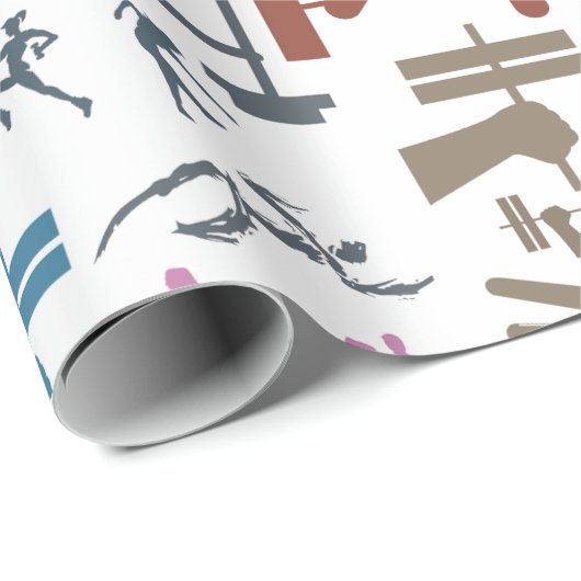 Achtergrond voor fitnesssymbolen cadeaupapier (Rol Hoek)