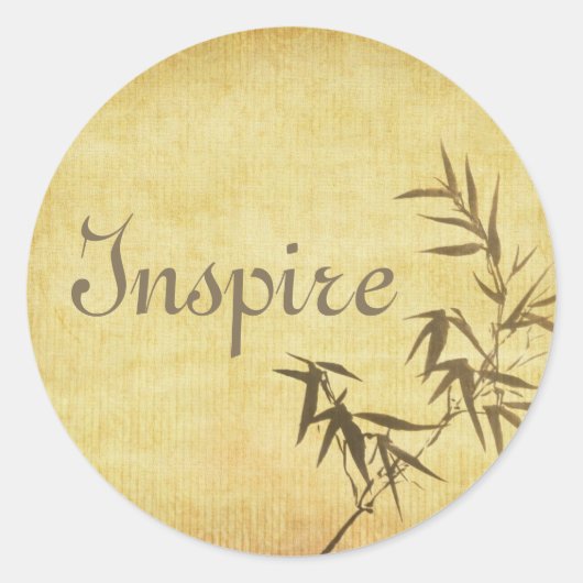 Achtergrond voor gegrepen bamboepapier ronde sticker (Voorkant)