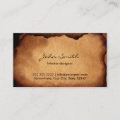  achtergrond voor interieurontwerper Oude papieren Visitekaartje (Voorkant)