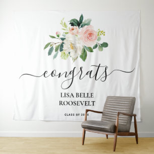 Achtergrond voor meisjes afstuderen met felicitati wandkleed