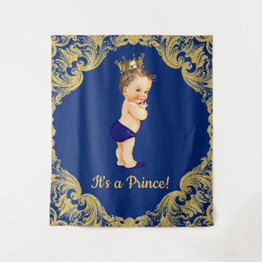 Achtergrond voor Prince Baby Shower Wandkleed (Voorkant)