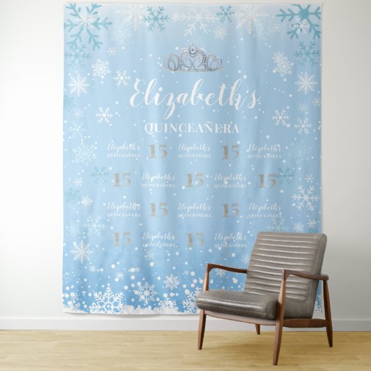 Achtergrond voor prinses Winter Quinceañera photob Wandkleed (In situ)